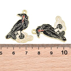 黒エナメルペンダント付き合金  ゴシックテーマのチャーム  ゴールドカラー  鳥  28x23x1mm  穴：1.8mm&nbsp;AL-CBA2919-02G-05