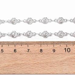 5.5mm 304ステンレススチールフラワーリンクチェーンネックレス  変色しない  ステンレス鋼色  17.87インチ（45.4cm）&nbsp;NJEW-P346-01P