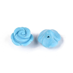 合成ターコイズの彫刻ビーズ  花バラ  8~10x12.5~13.5x13mm  穴：0.8~0.9mm&nbsp;G-Q601-40B