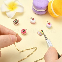 5本5色合金エナメルペンダント  ケーキチャーム  ゴールドカラー  ミックスカラー  10.5x10.5mm  穴：1.6mm  1pc /カラー&nbsp;ENAM-CJ0007-63