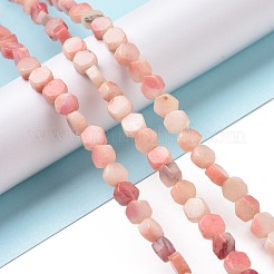 天然石方解石ビーズ連売り  染め  六角  ピンク  6.5x6x3.5mm  穴：1mm  約64個/連  15.94インチ（40.5cm）&nbsp;G-G852-06A