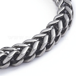 304ステンレススチール製ウィートチェーンブレスレット  カニカン付き  アンティークシルバー  8-1/2インチ（21.5cm）  6mm&nbsp;BJEW-L673-004-AS