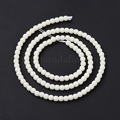 蓄光ガラスビーズ連売り  暗闇で光る  ラウンド  ホワイト  3x2.7mm  穴：0.7mm  約125~127個/連  14.57''（37センチメートル）&nbsp;X-GLAA-H018-01B