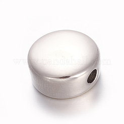 変色しにくい304ステンレススチールビーズ  フラットラウンド  ステンレス鋼色  12x12x5.5mm  穴：2.3mm&nbsp;STAS-O112-06P