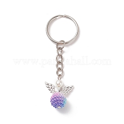 カラフルエンジェルパールアクリルペンダントキーホルダー  鉄パーツ  ミックスカラー  7.65cm&nbsp;KEYC-JKC00406