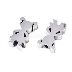 変色しない304ステンレススチールビーズ  女の子のシルエットビーズ  ステンレス鋼色  16x9x3mm  穴：2mm&nbsp;STAS-K116-02P-B01