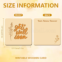木製の記念カード  正方形  言葉  130x130x4mm&nbsp;WOOD-WH0040-006