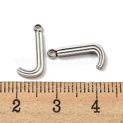 変色しない304ステンレススチールペンダント  文字チャーム  文字J  14.5x7x1.5mm  穴：1.6mm&nbsp;STAS-L022-022P-J