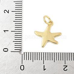 真鍮製エナメルチャーム  ヒトデのチャーム  ラックめっき  カドミウムフリー＆鉛フリー  長持ちメッキ  丸カン付き  18KGP本金メッキ  インディアンレッド  12.5x13.5x1.5mm  穴：3.5mm&nbsp;KK-B148-09G-02