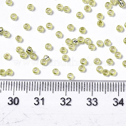ガラスシードビーズ  機械刺繍に適合  銀並ぶ  ラウンド  黄緑  2.5x1.5mm  穴：1mm  約2222個/50g&nbsp;X-SEED-S042-04A-02