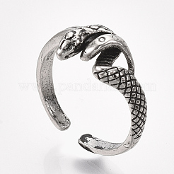 合金カフ指輪  ヘビ  アンティークシルバー  usサイズ9 3/4(19.5mm)&nbsp;RJEW-T008-13