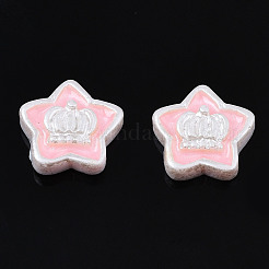 オペーク樹脂カボション  エナメル  王冠を持つスター  ピンク  10x10x3mm&nbsp;LS-X-CRES-S302-72B