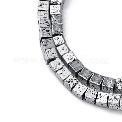 電気メッキされた天然溶岩岩ビーズ連売り  キューブ  プラチナメッキ  2x2x2mm  穴：1mm  約179個/連  16.14''（41センチメートル）&nbsp;G-A256-B01-01C