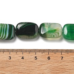 天然バンデットアゲートビーズ連売り  染め＆加熱  長方形  グリーン  18x13x5mm  穴：1mm  約10~11個/連  7.28''~7.87''（18.5~20センチメートル）&nbsp;G-K392-B09-13x18mm