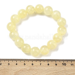 天然ゴールドシルク翡翠ラウンドビーズストレッチブレスレット（女性用）  ビーズ：12mm  内径：2.01インチ（5.1cm）&nbsp;BJEW-F535-01E