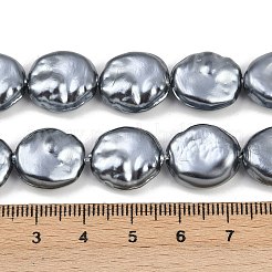 電気メッキガラスビーズ連売り  模造パール  フラットラウンド  スレートグレイ  15x14x6~7mm  穴：1.2mm  約27個/連  15.55~15.75''（39.5~40センチメートル）&nbsp;GLAA-H039-05C