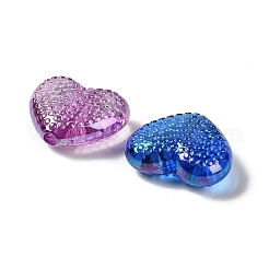 UVメッキアクリル模造ゼリービーズ  虹色の  ハート  ミックスカラー  17.5x21x8.5mm  穴：2.5mm&nbsp;OACR-D316-15