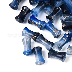 透明なアクリルビーズ  ドローベンチスタイル  竹の共同  グリッターパウダー付き  マリンブルー  11.5~12x7mm  穴：3mm  約：3571個/ 500 G&nbsp;OACR-T030-19A-01