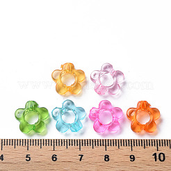 透明なアクリルビーズフレーム  花  ミックスカラー  13x13x4mm  穴：2.5mm  インナー対策：5mm&nbsp;X-MACR-S373-55B