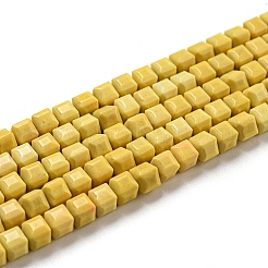 天然石瑪瑙ビーズ連売り  染め  キューブ  きいろ  4.5x4.5x4.5mm  穴：1.2mm  約88個/連  15.04''（38.2センチメートル）&nbsp;G-M422-A01-02R