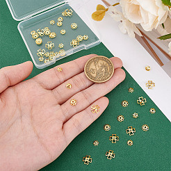 48個、4つのスタイル、925つのスターリングシルバービーズキャップ  マルチ花弁花  18KGP本金メッキ  5~8x1.2~2mm  穴：0.7~1.2mm  12個/スタイル&nbsp;STER-PH0003-97