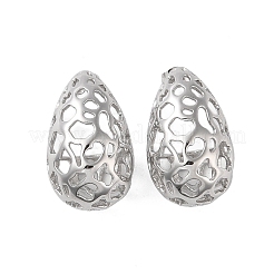 304ステンレススチールイヤリング  ティアドロップ  プラチナ  29.5x18mm&nbsp;EJEW-O004-16P