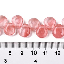 チェリークォーツガラスビーズ連売り  ティアドロップ  トップ掘削  12~12.5x10~11x5~5.5mm  穴：1~1.2mm  約33個/連  8.86~10.2''（22.5~25.5センチメートル）&nbsp;G-T138-124
