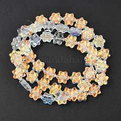 電気メッキガラスビーズセット  花  ABカラーメッキ  半分メッキ  クリアAB  12x13x5mm  穴：1mm  約50個/連  25.59''（65センチメートル）&nbsp;EGLA-P069-02A-AB01