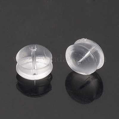 ラバーイヤーナット  ピアスバックキャッチ  透明  5x5x4mm  穴：0.5mm&nbsp;X-KK-T021-19-1
