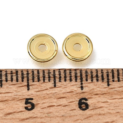 真鍮ビーズ  ディスク  ラックめっき  長持ちメッキ  ゴールドカラー  6x1mm  穴：1.5mm&nbsp;KK-CBA0DF0-18D-G-1