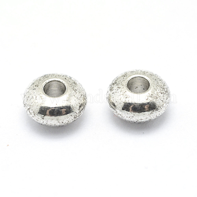 ロンデル真鍮製ビーズ  銀色のメッキ  4x2mm  穴：1mm&nbsp;KK-L112A-01S-1