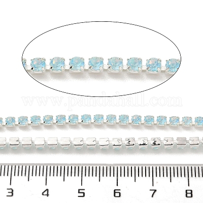 鉄ラインストーンカップチェーン  スプールで  銀  光azore  3x3x2.5mm  約10ヤード/ロール&nbsp;CH-A008-02G-1