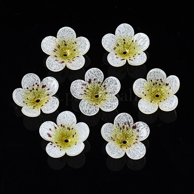 プラスチックビーズ  花  きいろ  15~16x15~16.5x3~4mm  穴：1.2mm&nbsp;KY-N015-52-1