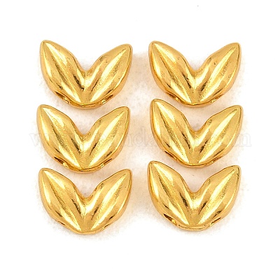 合金ビーズ  葉  ゴールドカラー  6x8.5x3mm  穴：1.2mm&nbsp;FIND-H063-02B-G-1