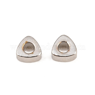 真鍮ビーズ  三角形  ラックめっき  長持ちメッキ  鉛フリー＆カドミウムフリー  プラチナ  3x3x1.5mm  穴：1.2mm&nbsp;KK-CBA5CB0-41P-1
