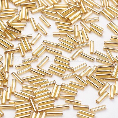 ガラス竹ビーズ  銀並ぶ  小麦  12x2mm  穴：0.5mm  約5000個/袋&nbsp;SEED-E001-12mm-22-1