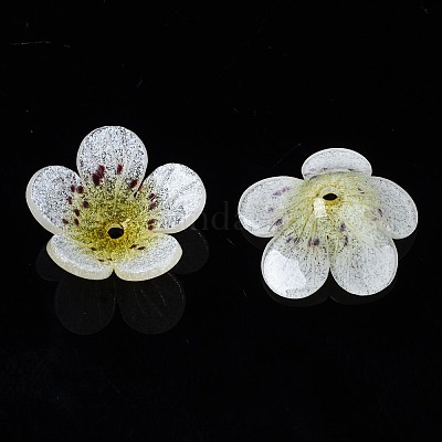 プラスチックビーズ  花  きいろ  15~16x15~16.5x3~4mm  穴：1.2mm&nbsp;KY-N015-52-1