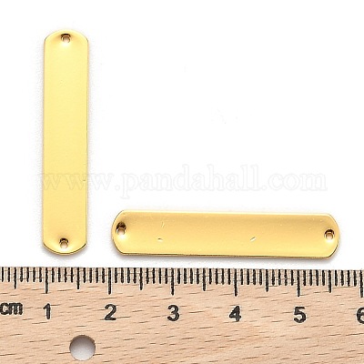 真鍮製コネクター  丸い角  長方形  ゴールドカラー  36x7x1mm  穴：1mm  20個/箱&nbsp;KK-BC0001-47G-1
