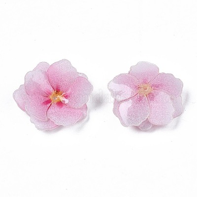 プラスチックビーズ  花  ピンク  22x22x5mm  穴：1mm&nbsp;X-KY-N015-032-1