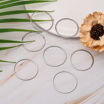変色しにくい304ステンレススチール製リンクリング  ステンレス鋼色  35x1mm  内径：32.5mm&nbsp;STAS-T047-15B-1