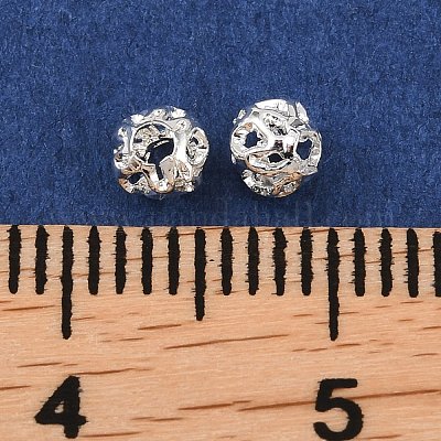 真鍮ビーズ  中空ラウンド  銀  4x3.5mm  穴：1.4mm&nbsp;KK-H250-03A-S-1