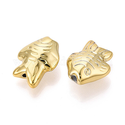 メッキアクリルビーズ  魚  黄金メッキ  20x15x8~8.5mm  穴：2.2mm&nbsp;SACR-T017-86-1
