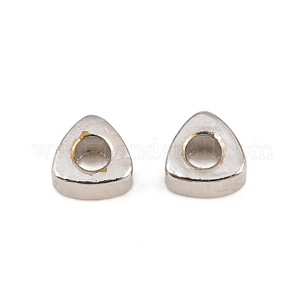 真鍮ビーズ  三角形  ラックめっき  長持ちメッキ  鉛フリー＆カドミウムフリー  プラチナ  3x3x1.5mm  穴：1.2mm&nbsp;KK-CBA5CB0-41P-1