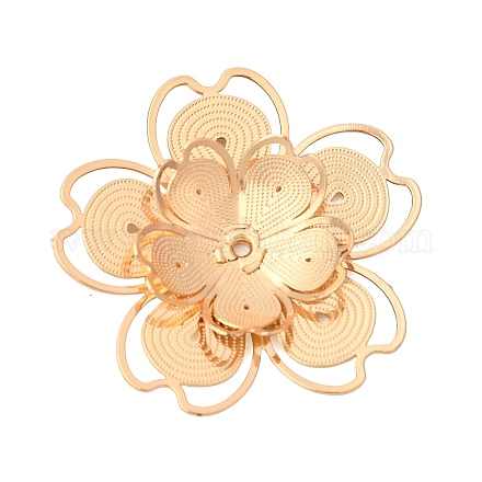 真鍮製ビーズキャップ  花  ゴールドカラー  24.5x24.5x3mm  穴：1mm&nbsp;KK-C167-03D-G-1