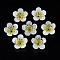 Plastic Beads, Flower, Yellow, 15~16x15~16.5x3~4mm, Hole: 1.2mm