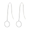 Sterling Silver Earring Hooks, with Horizontal Loop, Silver, 38.5mm, Hole: 8mm, Pin: 0.8mm