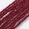 Glass Beads Strands, Faceted, Round, Dark Red, 2x2mm, Hole: 0.4mm, about 183~187pcs/strand, 13.38