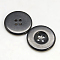 Resin Buttons, Dyed, Flat Round, Black, 34x4mm