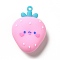 Fruit Theme PVC Pendants, Strawberry, Pearl Pink, 55x39.5x19.5mm, Hole: 3mm