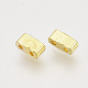 電気めっきガラスシードビーズ  2穴  長方形  黄金メッキ  4.5~5.5x2x2~2.5mm  穴：0.5~0.8mm&nbsp;SEED-S023-20B-06-2